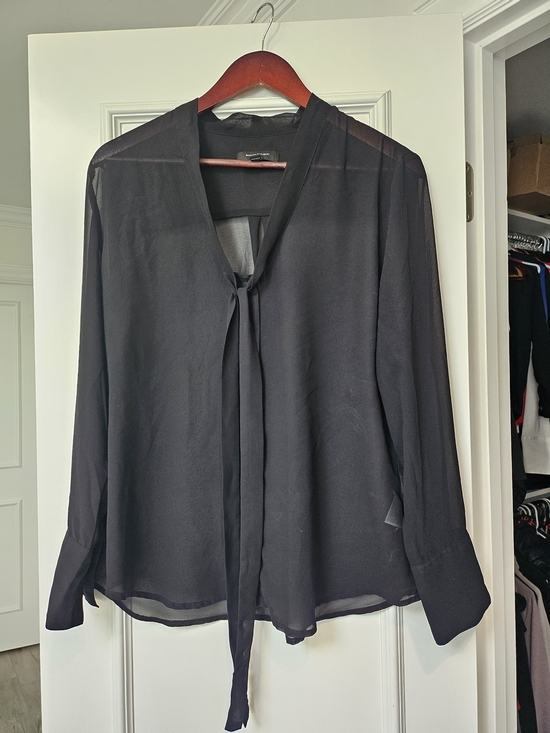 Banana Republic Tops - Banana Republic Black Tie-Neck Sheer Blouse - Women Tops